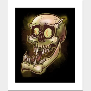 Funky Gold Skull Posters and Art